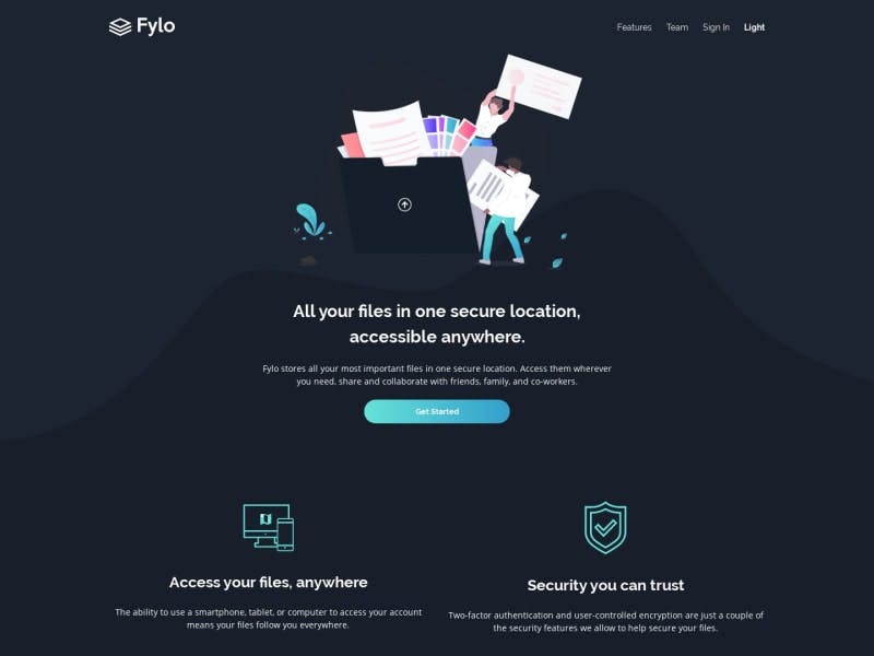 Fylo Dark Theme Landing Page